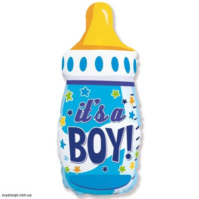Фольгована фігура велика Пляшка блакитна It's a boy Flexmetal (в Інд. уп.) 3207-3037 фото