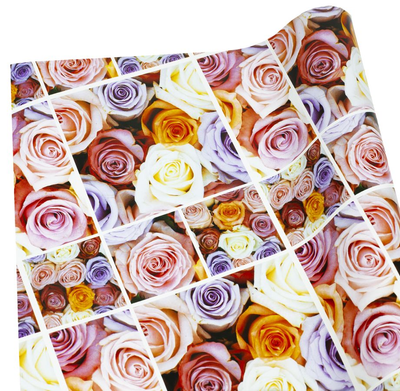 Упаковочная подарочная бумага "Розы в нежных цветах" (25л) papir-60 фото