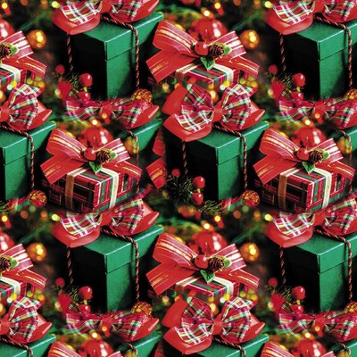 Пакувальний подарунковий папір "Подарунки червоні на зеленому" (25л) papir-21 фото
