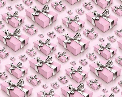 Упаковочная подарочная бумага "Подарки Розовые на розовом" (25л) papir-14 фото