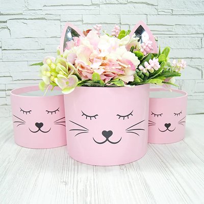 Шляпная коробка с ушками Розовый котик (Средняя D18) DE-72119s фото