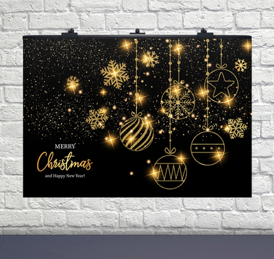 Плакат для свята Новорічні кульки золото на чорному 75х120 см 6008-0137 фото
