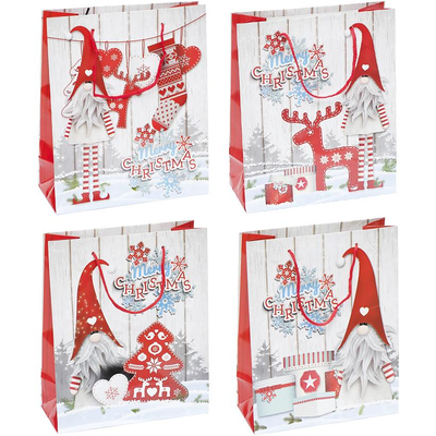 Подарунковий пакет "Merry Christmas (Біло-червоний)" 18*21,5*8 см (1 штука) NG-2072 фото