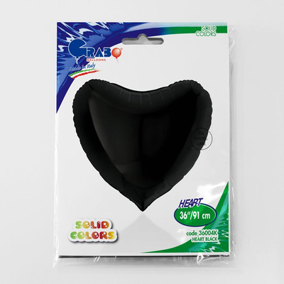 Фольга серце 36" Пастель чорне в Інд. упаковці (Grabo) 3204-0090 фото
