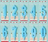 Свічки для торту набір Синя цифра 0-9 (100шт) 159 фото