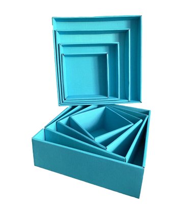 Набір подарункових коробок "Блакитні" (4 шт.) двосторонній картон (h-9) lightblue фото