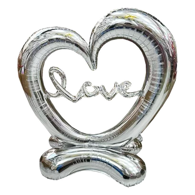 Стояча фольгована фігура "Срібне серце LOVE" Китай FL-013-21 фото
