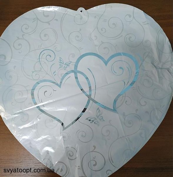 Фольга серце 18" (45см) серце Срібло на білому (Китай) 4687 фото