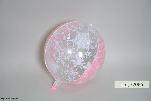 Фольга 3D сфера Сніжинки (рожеві) Китай (22") 22066 фото