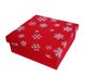 Подарочная коробка двусторонний картон "Новый год красная снежинки" (25х25х9) kor-NGKS-25-9 фото 1