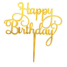 Топпер для торта золото "Happy Birthday пропись",15*10 см top29-4g фото