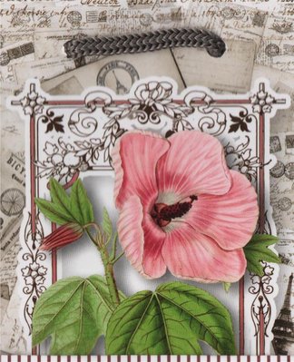 МІНІ подарунковий пакет "Рожева квітка у рамці" 8х12х3,5 см pak-8 фото