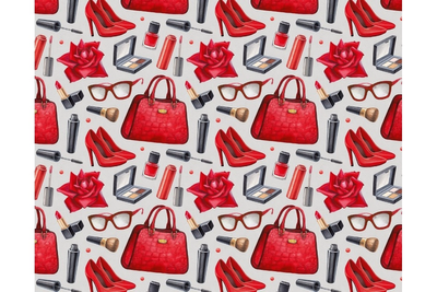 Упаковочная подарочная бумага "Красная сумка с туфельками" papir-67 фото
