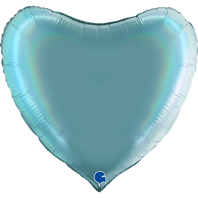 Фольга серце 36" Голографічний платиновий Морський Тенеріф в Інд. упаковці (Grabo) 360Р02RHTS фото