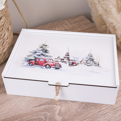 Коробка декоративна "Зимовий автомобіль" (розмір s) 3612-49 фото