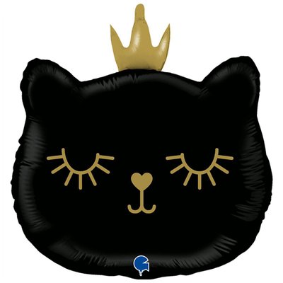 Фольгована фігура велика Кішечка з короною Чорна (Grabo) 3207-3327 фото