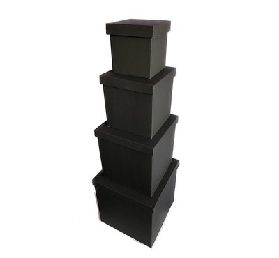 Набір великих подарункових коробок "Чорні" (4 шт.) двосторонній картон (h-30) Black-3 фото