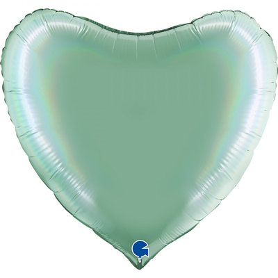 Фольга серце 36" Голографічний платиновий Тіфані в Інд. упаковці (Grabo) 360P03RHTI-P фото