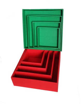 Набір подарункових коробок "Новий рік зелена-червона" (4 шт.) двосторонній картон (h-9) kor-NGZK-h9 фото