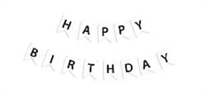 Гірлянда літери "Happy Birthday"чорним по білому. 5762 фото