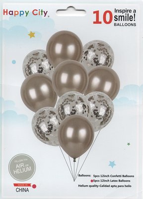 Набор латексных шариков Party Balloon Серебро 10 шт (Китай) (в инд. упаковке) 1554-silver фото