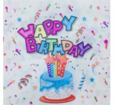 Серветки "Happy Birthday торт зі свічками" (33х33)(15 штук). 2710 фото
