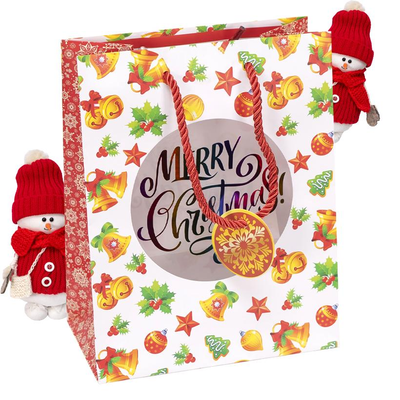 Подарунковий пакет "Merry christmas дзвіночки" 18х23х10 см (1 штука) GB-21278 фото