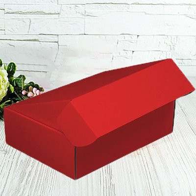 Подарочная коробка самосборная двухстороння средняя "Красная" (25х16,5х9) 9255 фото