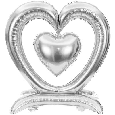 Стояча фольгована фігура "Срібне сердце з серцем" Китай FL-008 фото