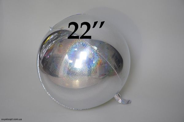 Фольга 3D сфера Срібло голографик квадрати (22") Китай 22053 фото