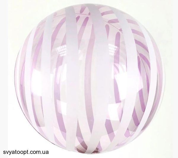 Фольга 3D сфера Bubble кристал рожевий Біла смужка (18") Китай 18008 фото