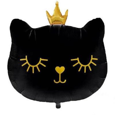 Фольгована фігура "Кішка Чорна з короною ВЕЛИКА 65*76 см" Китай (в індив. упаковці) HF-11 фото