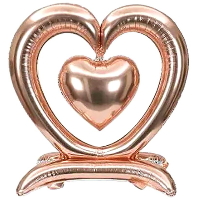 Стоячая фольгированная фигура "Розовое золото сердце с сердцем" Китай FL-006 фото