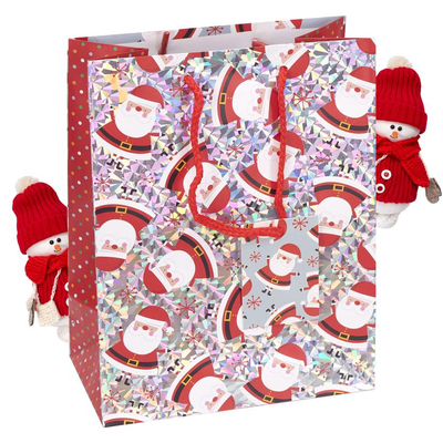 Подарочный пакет "Дед мороз на разноцветном" 18х23х10 см (1 штука) GB-21378 фото