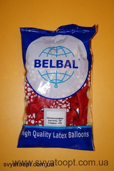 Кулі Belbal 12" B105 (Серця на червоному) (25 шт) 1103-0836 фото