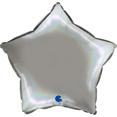 Фольга Звезда 18" Голографический платиновый Серебряный (Grabo) 192P01RHPU фото