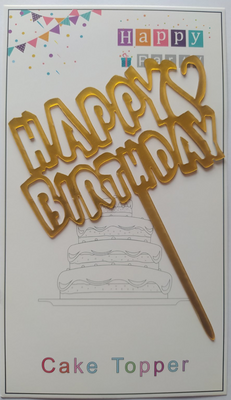 Топер для торту золото "Happy Birthday графіті серце",15*10 см top28-8g фото