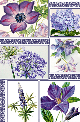 МІНІ подарунковий пакет "Фіолетові квіти мікс" 8х12х3,5 см pak-2 фото