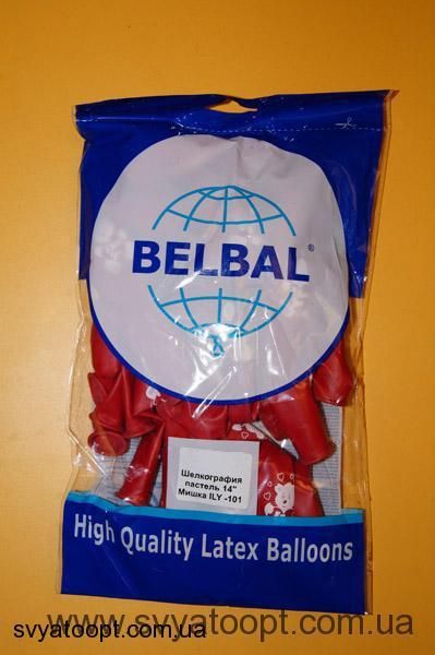 Кулі Belbal 12" B105 (Ведмедик на червоному) (25 шт) 1103-0838 фото