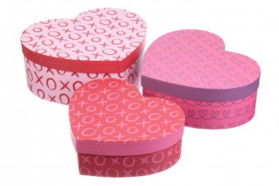 Набор подарочных коробок в форме Сердца с принтом сердец разных Xo-xo (3 шт/компл.) W9115 фото