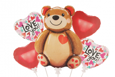 Набір кульок фольгованих "Ведмедик з серцем" 5шт. (Китай) (в індив. упаковці) 5-81479 фото