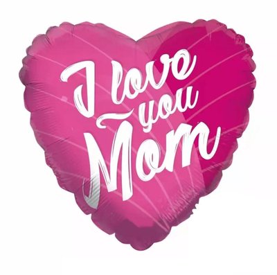 Фольгированное сердце "I Love you Mom" 18" (45см) BV-5674 фото