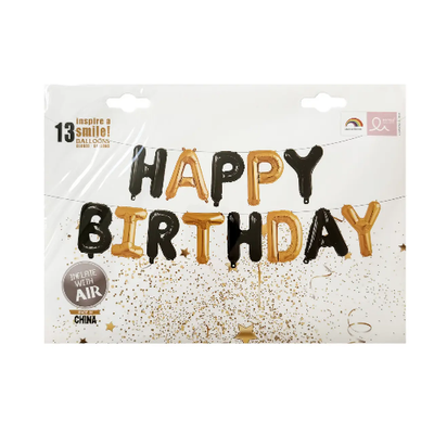 Фольгована фігура літери "Happy birthday" Набір букв (Чорно-золоті 40 см) 35039 фото