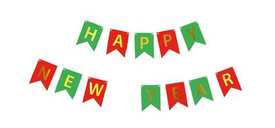 Гирлянда буквы Happy New Year зелено-красная 6769 фото