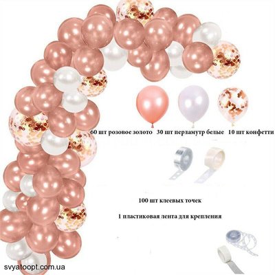 Набір кульок латексних для арки рожеве золото 0701RZ фото
