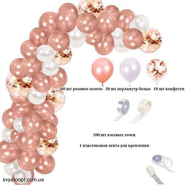 Набір кульок латексних для арки рожеве золото 0701RZ фото