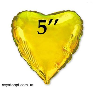 Фольга Китай микро серце 5" Золото 4323 фото
