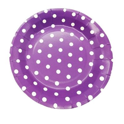 Набір великих тарілок "Горох на Фіолетовому" (23 см)(10шт-уп) 4846 фото