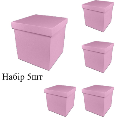 НАБІР із 5 подарункових коробок односторонній картон "Рожеві" (15х15х15) n6075 фото