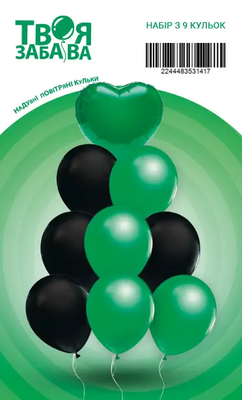 Набір повітряних кульок "Green heart" ТМ "Твоя Забава" (9 шт.) TZ-13391 фото